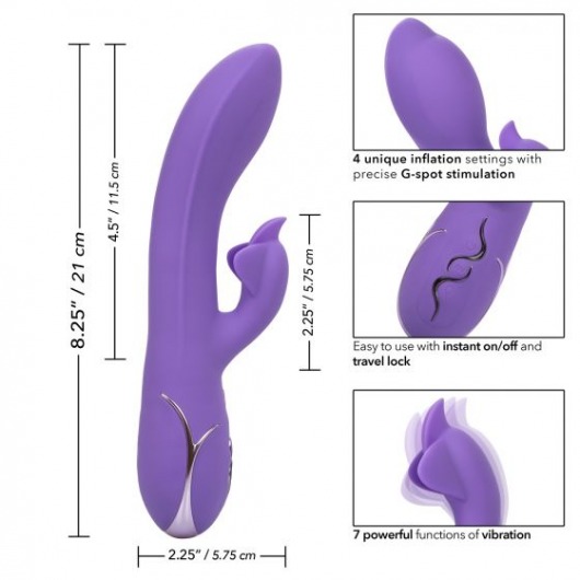 Фиолетовый вибромассажер Inflatable G-Flutter с функцией расширения - 21 см. - California Exotic Novelties