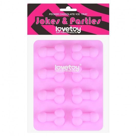 Розовая формочка для льда и шоколада Pecker Chocolate/Ice Tray - Lovetoy - купить с доставкой в Казани