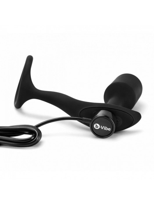 Черная анальная вибропробка с эрекционным кольцом Vibrating Snug   Tug M - b-Vibe