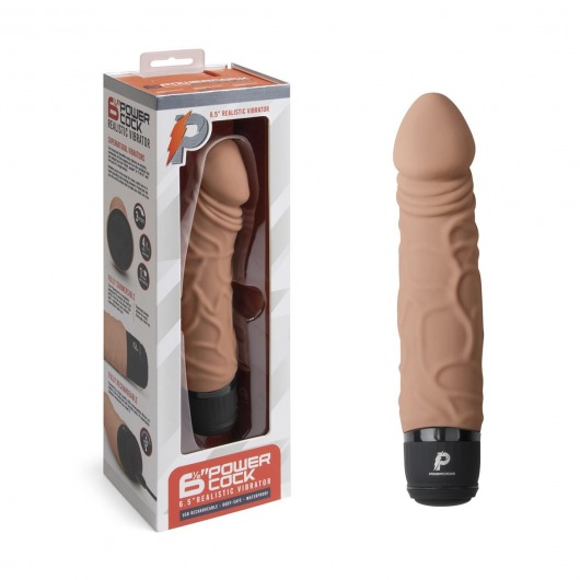 Кофейный вибратор-реалистик 6.5  Girthy Realistic Vibrator - 19 см. - PowerCocks