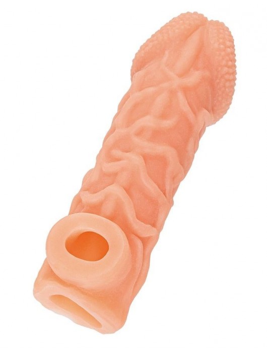 Телесная закрытая насадка с венками Cock Sleeve Size S - 13,8 см. - KOKOS - в Казани купить с доставкой