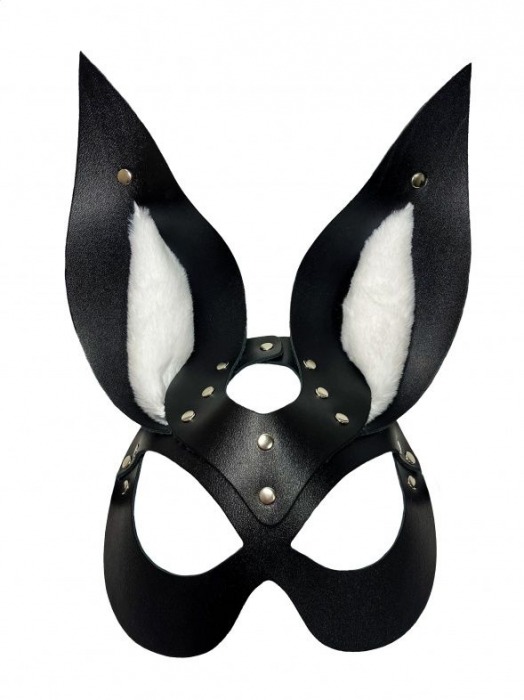 Черная маска зайки с белым мехом на ушках Miss Bunny - БДСМ Арсенал - купить с доставкой в Казани