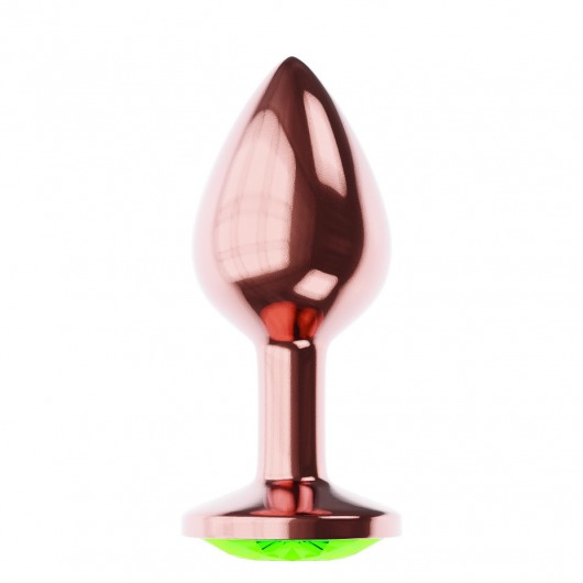 Пробка цвета розового золота с лаймовым кристаллом Diamond Emerald Shine S - 7,2 см. - Lola Games - купить с доставкой в Казани