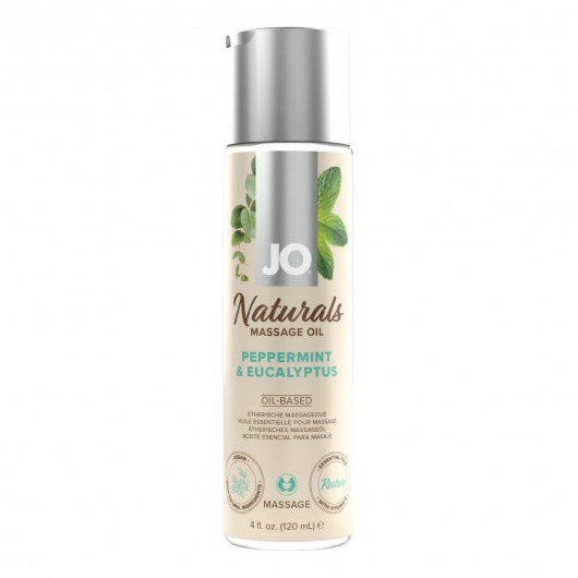 Массажное масло с ароматом перечной мяты и эвкалипта JO Naturals Peppermint   Eucalyptus - 120 мл. - System JO - купить с доставкой в Казани