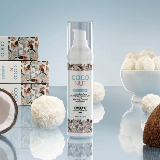 Разогревающее массажное масло с ароматом кокоса Gourmet Coconut - 50 мл. - Exsens - купить с доставкой в Казани