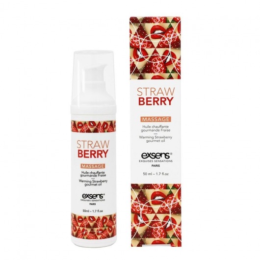 Разогревающее массажное масло  с ароматом клубники Gourmet Strawberry - 50 мл. - Exsens - купить с доставкой в Казани