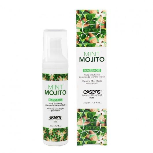 Разогревающее массажное масло с ароматом мохито Gourmet Mint Mojito - 50 мл. - Exsens - купить с доставкой в Казани