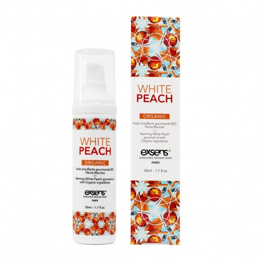 Разогревающее массажное масло Gourmet White Peach Organic с органическими ингредиентами - 50 мл. - Exsens - купить с доставкой в Казани