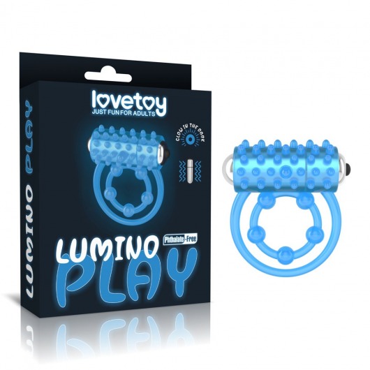 Голубое, светящееся в темноте виброкольцо Lumino Play Vibrating Penis Ring - Lovetoy - в Казани купить с доставкой