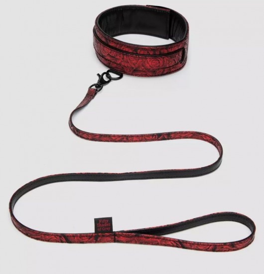 Стильный ошейник с поводком Reversible Faux Leather Collar and Lead - Fifty Shades of Grey - купить с доставкой в Казани