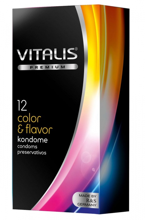 Цветные ароматизированные презервативы VITALIS PREMIUM color   flavor - 12 шт. - Vitalis - купить с доставкой в Казани