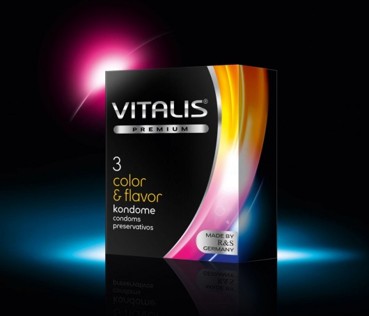 Цветные ароматизированные презервативы VITALIS PREMIUM color   flavor - 3 шт. - Vitalis - купить с доставкой в Казани