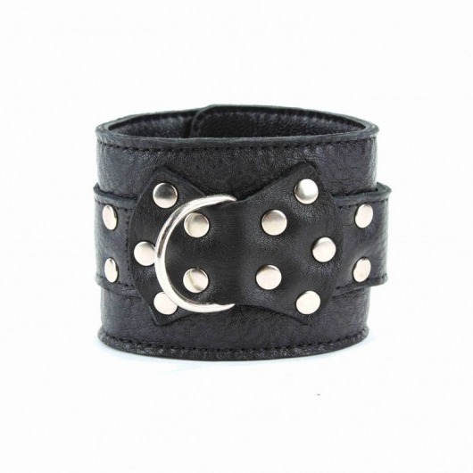 Чёрные кожаные оковы с клепками - БДСМ Арсенал - купить с доставкой в Казани
