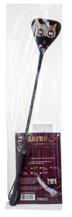 Чёрный стек с совой на кожаном наконечнике - 24 см. - ToyFa - купить с доставкой в Казани
