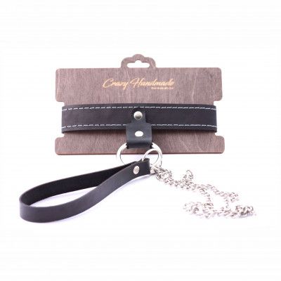 Узкий однослойный ошейник с поводком - Crazy Handmade - купить с доставкой в Казани