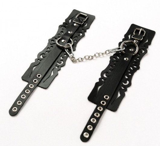 Узорчатые кожаные оковы с регулируемыми ремешками - Crazy Handmade - купить с доставкой в Казани