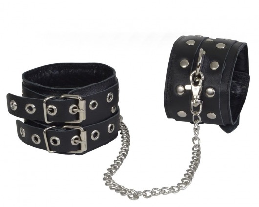 Чёрные кожаные оковы, соединенные цепочкой - Sitabella - купить с доставкой в Казани