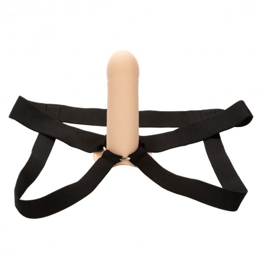 Телесный фаллопротез из силикона Extension with Harness - 15,75 см. - California Exotic Novelties - купить с доставкой в Казани