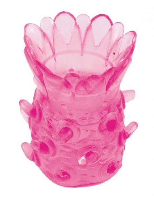 Розовая рельефная насадка на пенис - Toyfa Basic - в Казани купить с доставкой