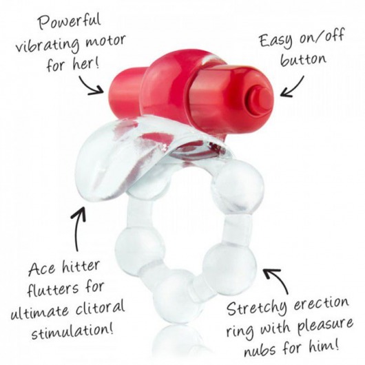 Виброкольцо с язычком и красным виброэлементом Overtime - Screaming O - в Казани купить с доставкой