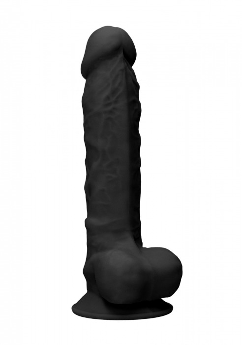 Черный фаллоимитатор Realistic Cock With Scrotum - 22,8 см. - Shots Media BV