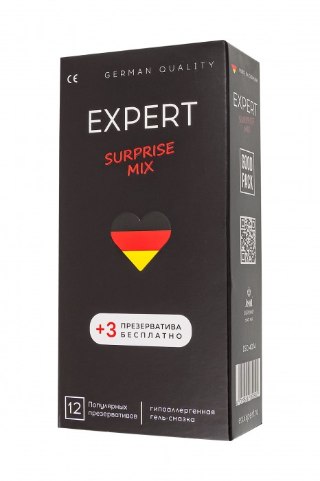 Презервативы EXPERT Surprise Mix - 12 шт.(+3 в подарок) - Expert - купить с доставкой в Казани