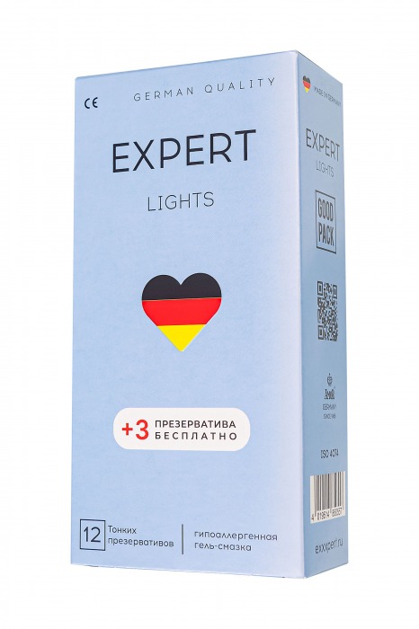 Ультратонкие презервативы EXPERT Lights - 12 шт.(+3 в подарок) - Expert - купить с доставкой в Казани