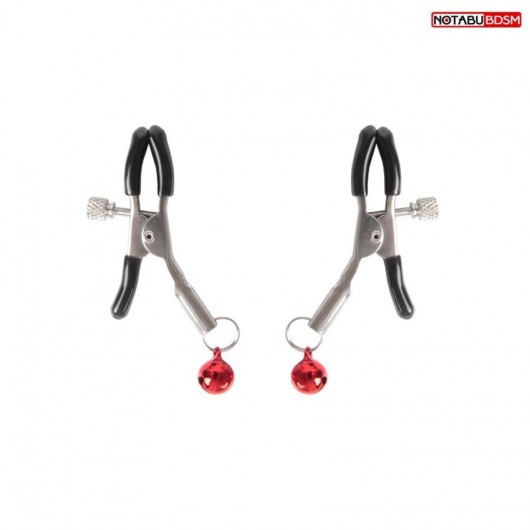 Серебристые зажимы на соски с шариками - Notabu - купить с доставкой в Казани