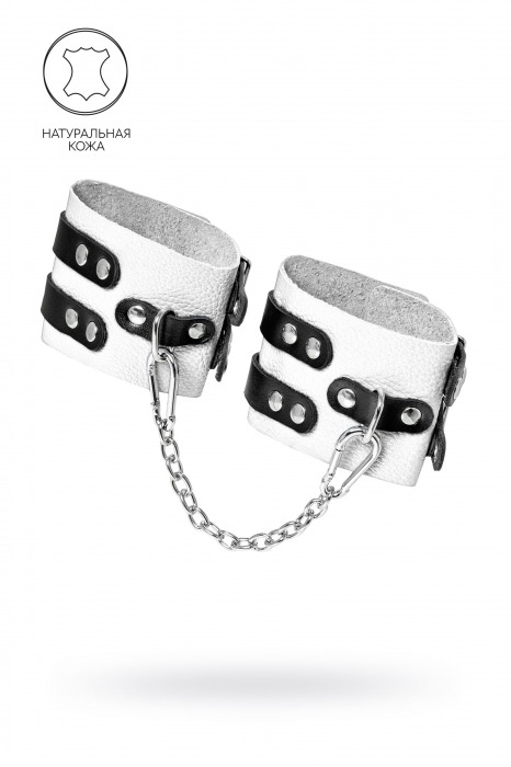 Бело-черные оковы с двумя ремешками и люверсами - Pecado - купить с доставкой в Казани