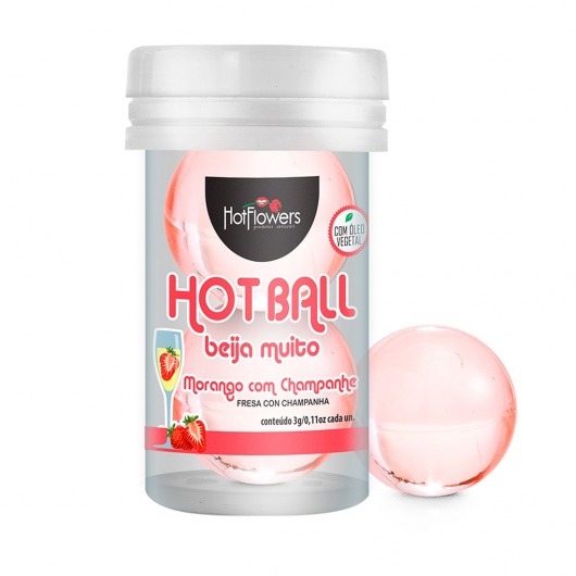 Лубрикант на масляной основе Hot Ball Beija Muito с ароматом клубники и шампанского (2 шарика по 3 гр.) - HotFlowers - купить с доставкой в Казани