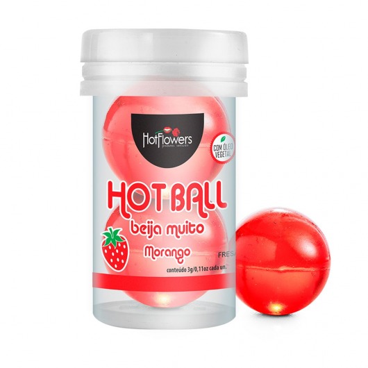 Лубрикант на масляной основе Hot Ball Beija Muito с ароматом клубники (2 шарика по 3 гр.) - HotFlowers - купить с доставкой в Казани