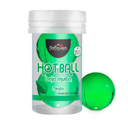 Лубрикант на масляной основе Hot Ball Beija Muito с ароматом мяты (2 шарика по 3 гр.) - HotFlowers - купить с доставкой в Казани