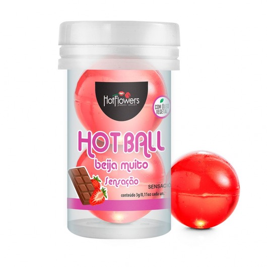 Лубрикант на масляной основе Hot Ball Beija Muito с ароматом шоколада и клубники (2 шарика по 3 гр.) - HotFlowers - купить с доставкой в Казани