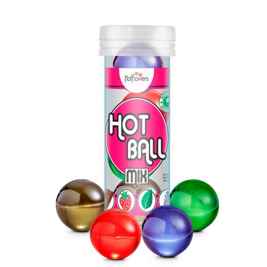 Ароматизированный лубрикант Hot Ball Mix на масляной основе (4 шарика по 3 гр.) - HotFlowers - купить с доставкой в Казани