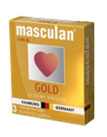 Презервативы Masculan Ultra Gold с золотым напылением и ароматом ванили - 3 шт. - Masculan - купить с доставкой в Казани