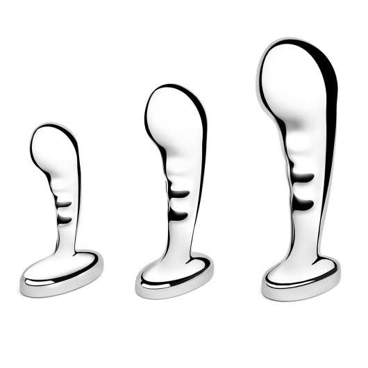 Набор из 3 стальных стимуляторов простаты Stainless Steel P-spot Training Set - b-Vibe - в Казани купить с доставкой