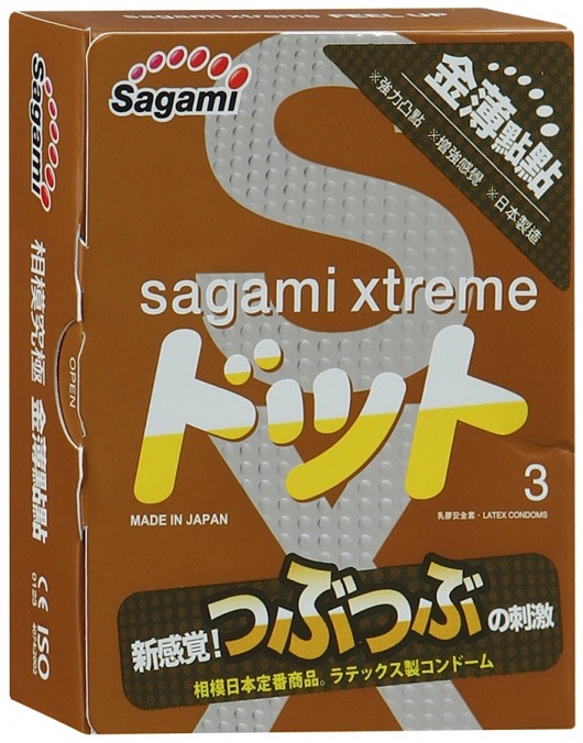 Презервативы Sagami Xtreme FEEL UP с точечной текстурой и линиями прилегания - 3 шт. - Sagami - купить с доставкой в Казани