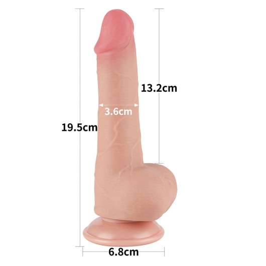 Телесный фаллоимитатор 7.5 Sliding Skin Dual Layer Dong на присоске - 19,5 см. - Lovetoy