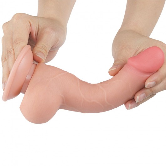 Телесный фаллоимитатор 7.5 Sliding Skin Dual Layer Dong на присоске - 19,5 см. - Lovetoy