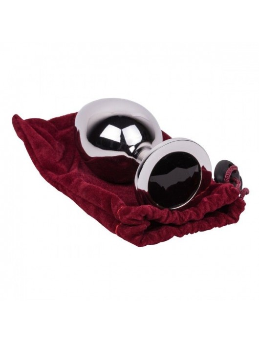 Большой стальной плаг с черным кристаллом Black Rave - 9,5 см. - Erotic Fantasy - купить с доставкой в Казани