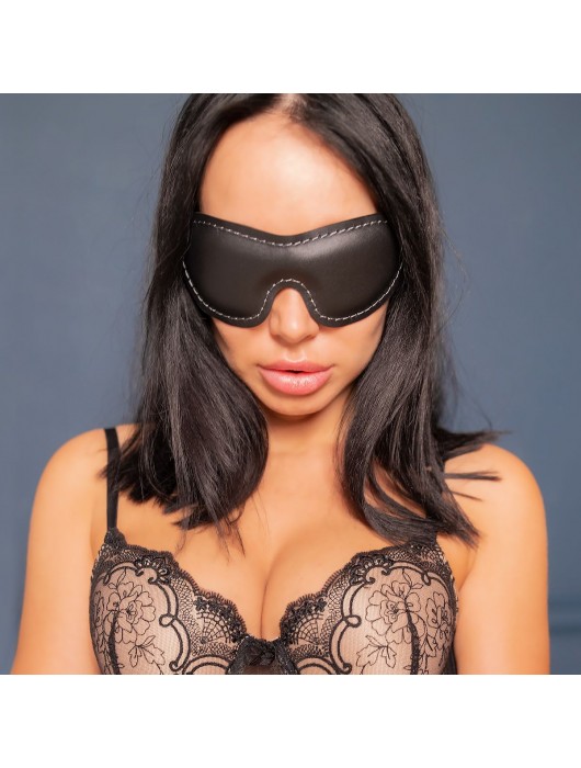 Черная мягкая закрытая маска из натуральной кожи - Crazy Handmade - купить с доставкой в Казани