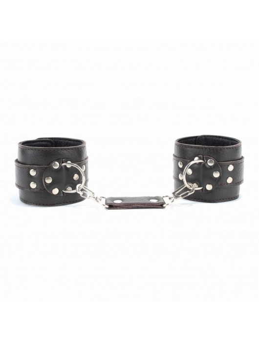 Коричневые оковы из мягкой кожи на металлической цепочке - БДСМ Арсенал - купить с доставкой в Казани