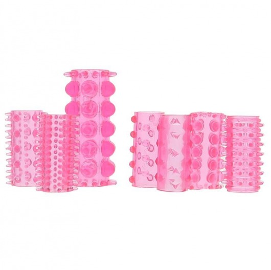 Набор из 7 розовых насадок на пенис ONE-A-DAY PENIS SLEEVES PINK - Seven Creations - в Казани купить с доставкой