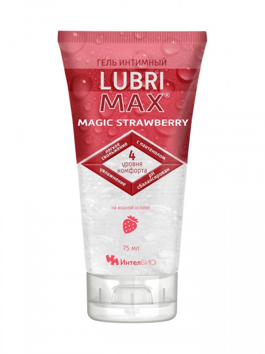 Интимный гель-смазка на водной основе Lubrimax Magic Strawberry - 75 мл. - ИнтелБИО - купить с доставкой в Казани