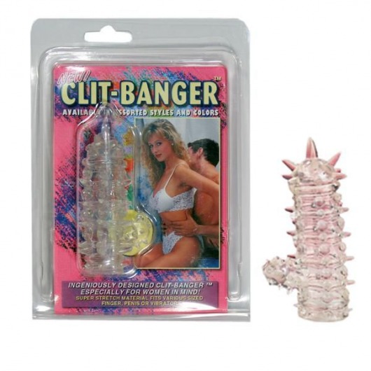 Прозрачная насадка с шипами и клиторальной шишечкой CLIT-BANGER SLEEVE IN CLEAR - Tonga - в Казани купить с доставкой