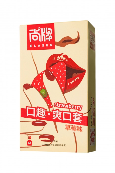 Презервативы Elasun Strawberry с аромато клубники - 10 шт. - Elasun - купить с доставкой в Казани