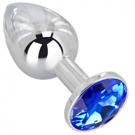 Анальное украшение BUTT PLUG  Small с синим кристаллом - 7 см. - Anal Jewelry Plug - купить с доставкой в Казани