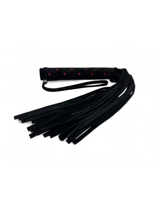 Черная замшевая плеть с красными точками на рукояти Red dot Princess - 43 см. - БДСМ Арсенал - купить с доставкой в Казани
