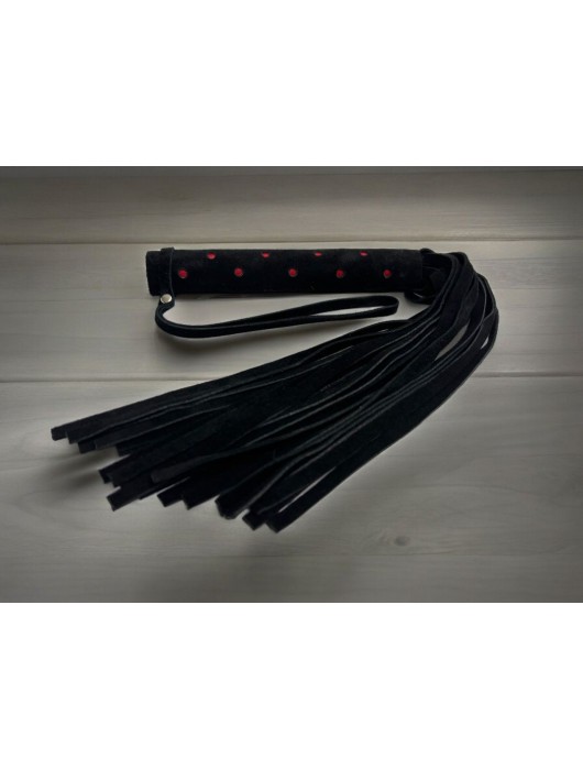 Черная замшевая плеть с красными точками на рукояти Red dot Princess - 43 см. - БДСМ Арсенал - купить с доставкой в Казани