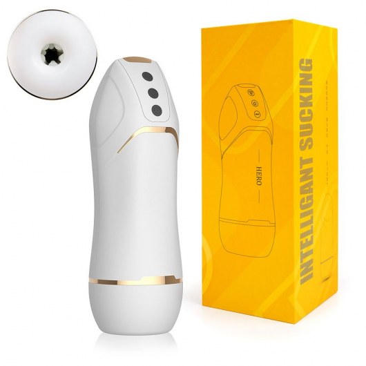 Белый вибромастурбатор Hero с режимом вакуума - A-LOVING - в Казани купить с доставкой